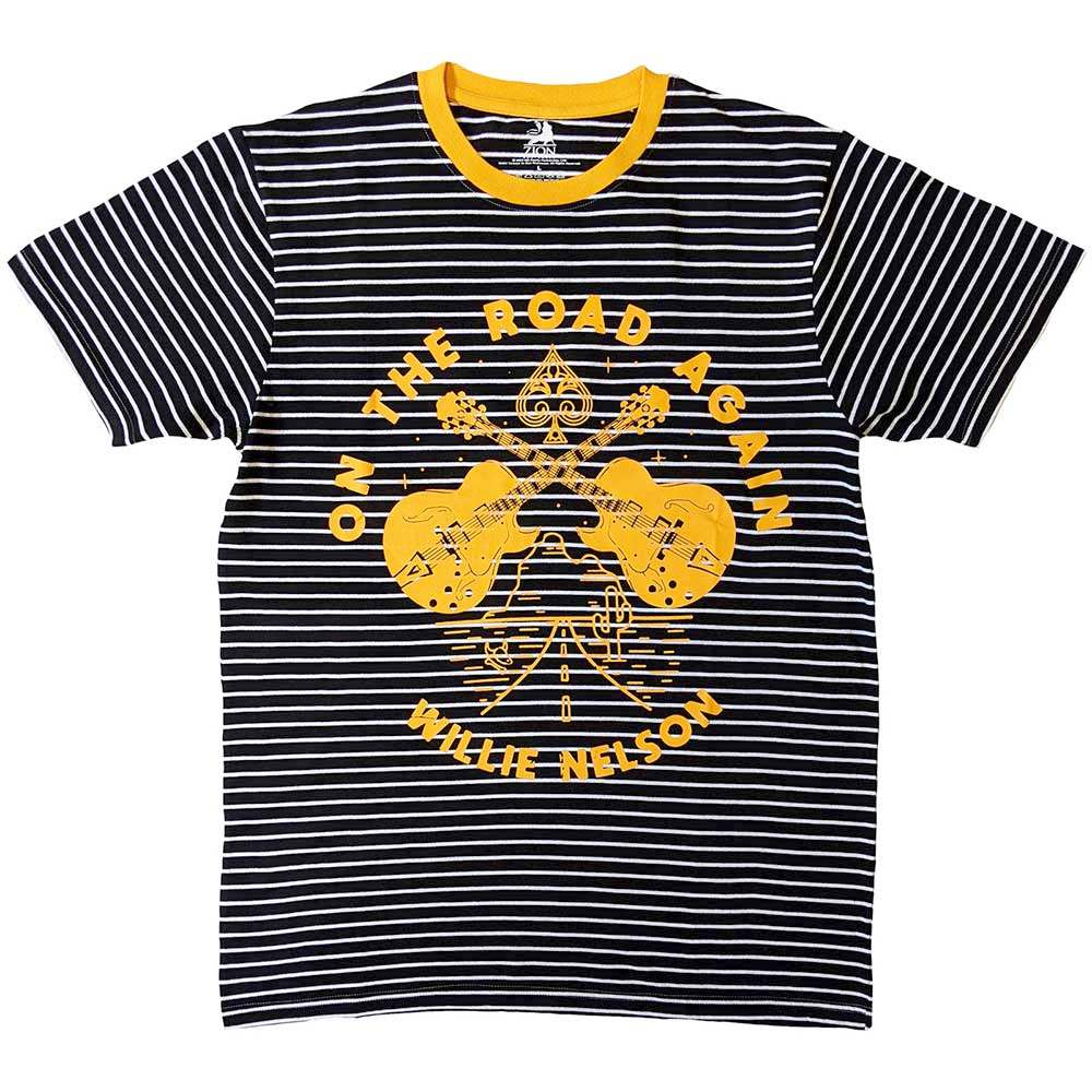 Willie Nelson - On The Road Again Ringer Heren Tshirt - Zwart